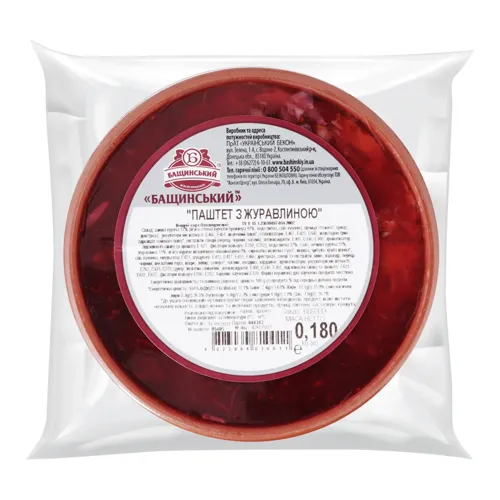 Паштет з журавлиною Бащинський охол вищого ґатунку 0.18кг