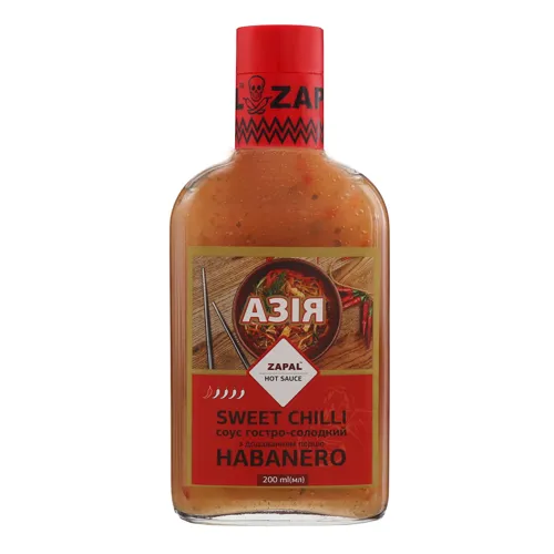 Соус гостро-солодкий з додаванням перцю Habanero Sweet Chilli Азія Zapal 200мл