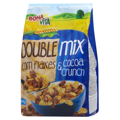 Сніданок сухий Bona Vita Мюслі з какао і кукурудзяні пластівці подвійний мікс 500г