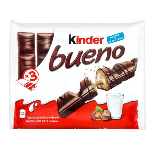 Вафлі з молочно-горіховою начинкою Bueno Kinder 129г