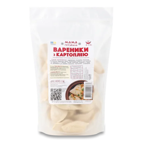 Вареники З Картоплею В/ґ, Мама Готувала, Натуральна Оболонка, 600г