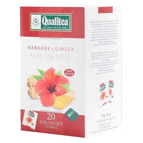 Чай трав'яний «Qualitea» каркаде та імбир 2г*20шт