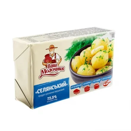 Продукт рослинно-вершковий 180г Ваш молочник селянський 72,5% еколін