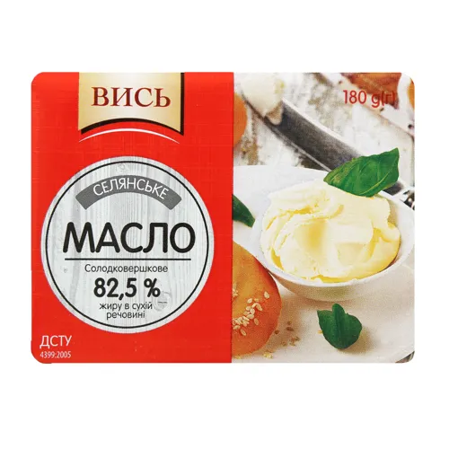 Масло 82.5% солодковершкове Селянське Вись м/у 180г