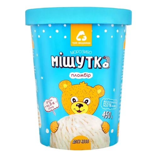 Морозиво 12% пломбір Мішутка Три ведмеді ст 450г