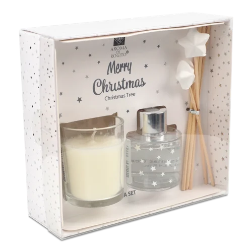 Ароматичний Набір Подарунковий Свічка + Палички + Дифузор 40мл Christmas Tree Merry Christmas Aroma di Rogito 1шт