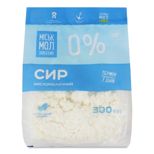 Кисломолочний Сир В/ґ 0% Міськмолзавод №1, 300г
