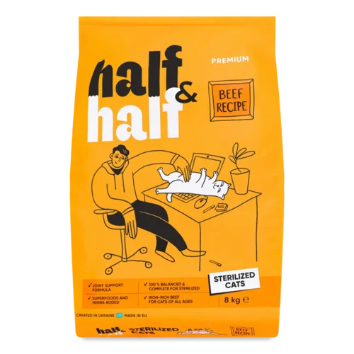 Корм для стерилізованих котів Half&Half Beef сухий