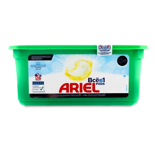 Засіб Миючий Синтетичний Рідкий Для Чутливої Шкіри Ariel 26х24.2г, капсули