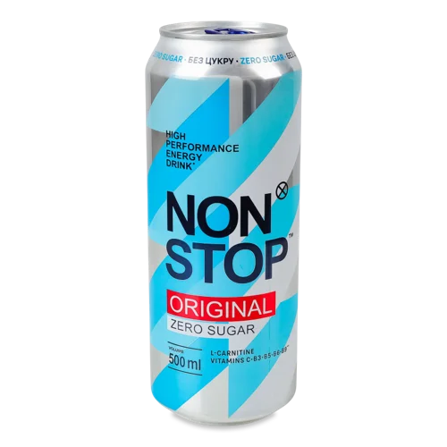 Напій Енергетичний Безалкогольний Сильногазований Без Цукру з Підсолоджувачами Original Non Stop, З/б 500мл