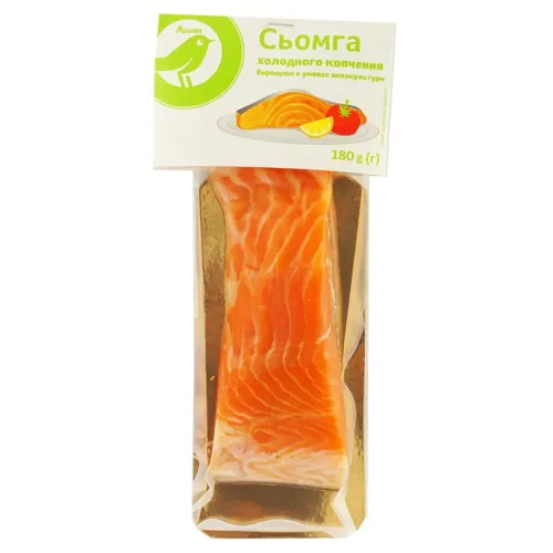 Сьомга Ашан філе-шматок холодного копчення 180г