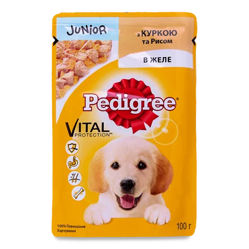 Корм Для Цуценят З Куркою Та Рисом В Желє Junior Pedigree, д/п, 100г