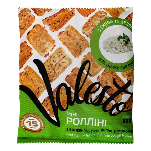 Міні-ролліні з витяжного тіста філло з сиром і зеленню заморожені Valesto м/у 800г