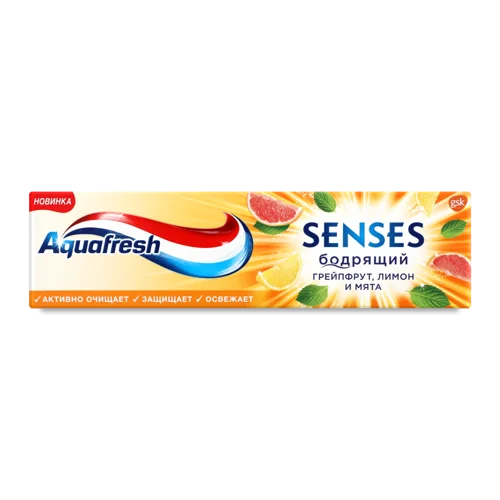 Зубна Паста З Фтором Бадьорий Грейпфрут Senses Aquafresh, 75мл