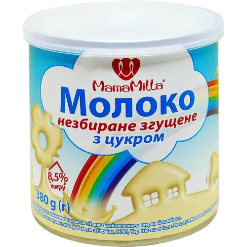 Молоко незбиране згущене MamaMilla з цукром 8.5% 380г