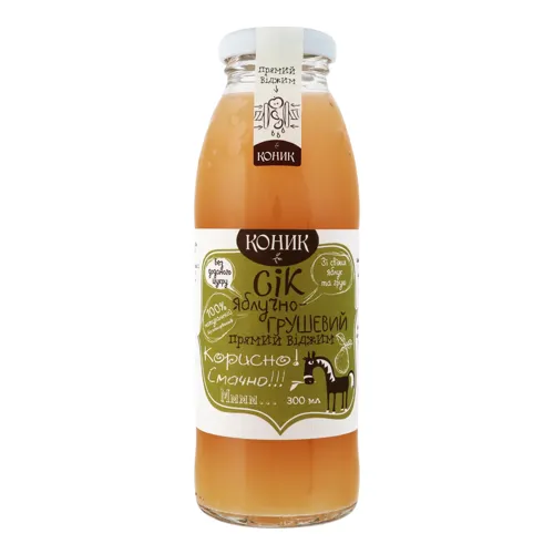 Сік неосвітлений пастеризований яблучно-грушевий Коник с/пл 300мл