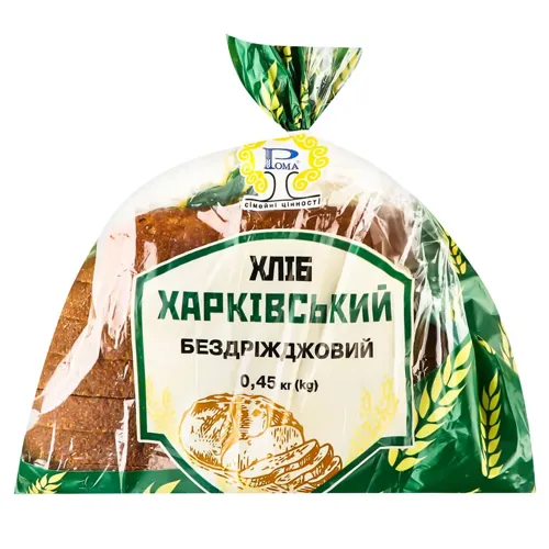 Хліб Рома Харківський житній нарізаний без дріжджів 450г