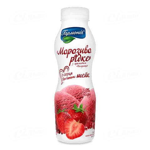 Морозиво Гармонія Полуниця рідке 3% пляшка, 300мл
