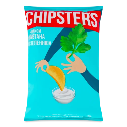 Картопляні Чипси Сметана із Зеленню Chipster's, в/ґ, 100г