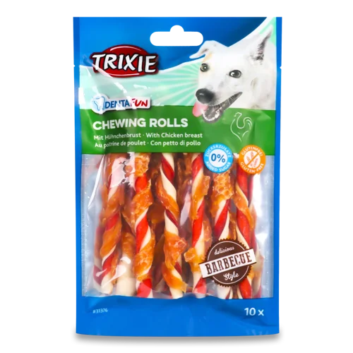 Паличка Для Собак Натуральна Шкіра, Чищення Зубів, 12см, №31376, Barbecue Rolls Denta Fun, Тріксі, м/у 80г