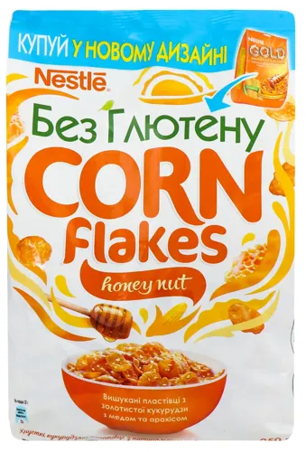 Пластівці кукурудзяні з медом та арахісом Gold Nestle м/у 250г