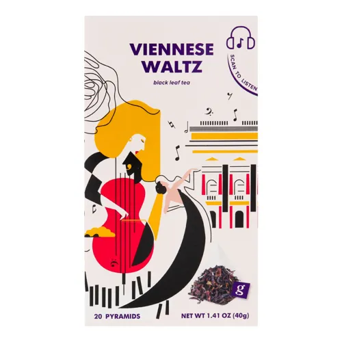 Чай g’tea! ВІДЕНСЬКИЙ ВАЛЬС, чорний байховий листовий, 20x2 г у пірамідках