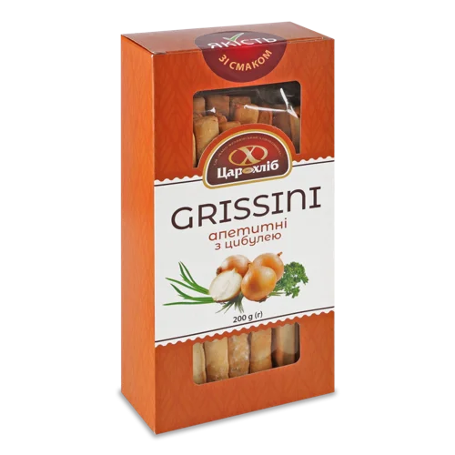Печиво Grissini Апетитні З Цибулею, Цар Хліб, к/у, 0.2кг