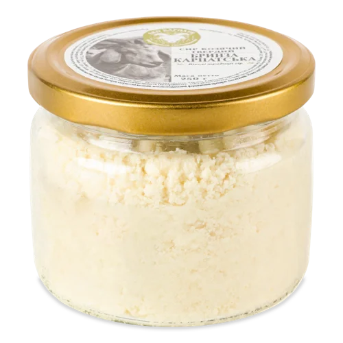 Сир Твердий Козячий Бринза Карпатська Еко Карпати, Скляна Банка, 250г