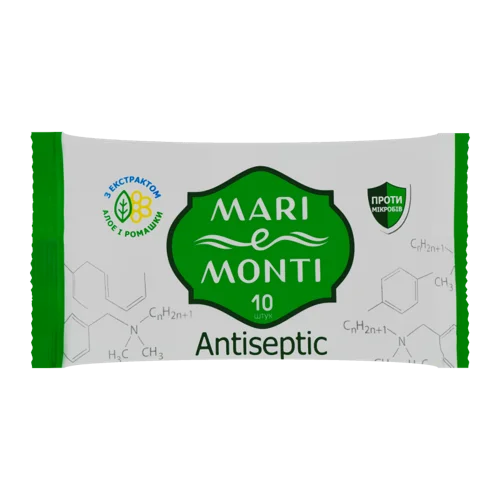 Вологі Серветки Антисептичні MARI e MONTI з Алое, 10шт