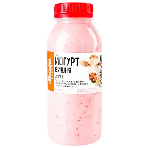 Йогурт «Лавка традицій» «Доообра ферма» з коров'ячого молока «Вишня», 3,8%, 300г