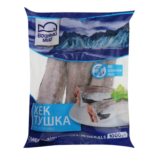 Хек заморожений тушка Водний світ м/у 1000г
