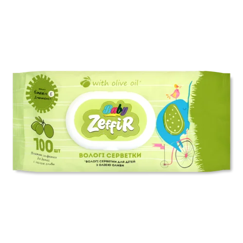Вологі Серветки Для Дітей З Олією Оливи Zeffir, 100шт