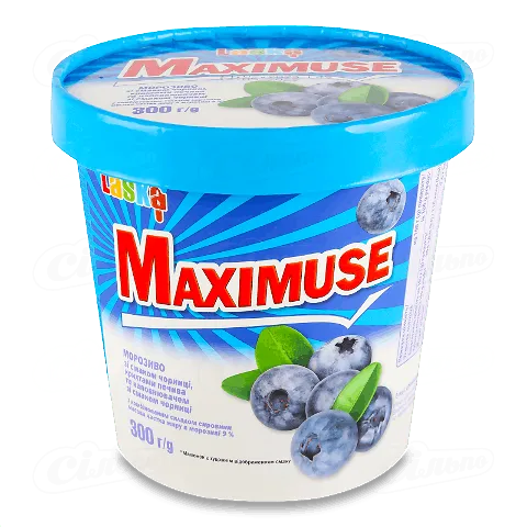 Морозиво LaskaMaximuse з чорницями та крихтами печива 9%, 300г