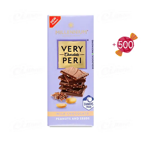 Шоколад молочний Millennium Very Peri з арахісом, льоном та чіа 85г