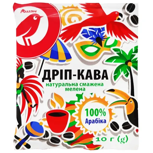 Дріп-кава Ашан натуральна смажена мелена 10г