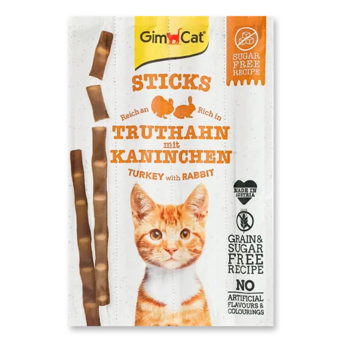 Корм Для Котів Палички Turkey з Rabbit GimCat, В/ґ, 4х5г