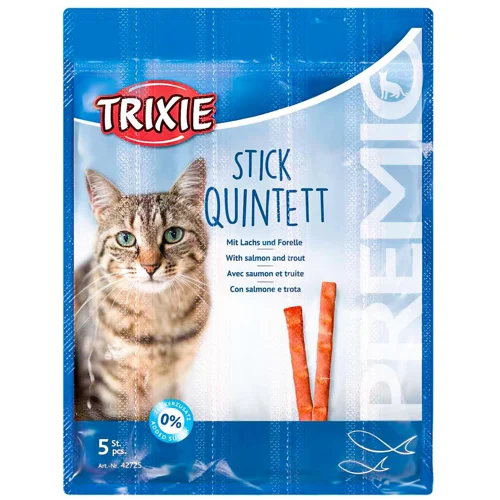 Ласощі для котів Trixie Premio Stick Quintett з лососем та фореллю палички 5шт х 5г