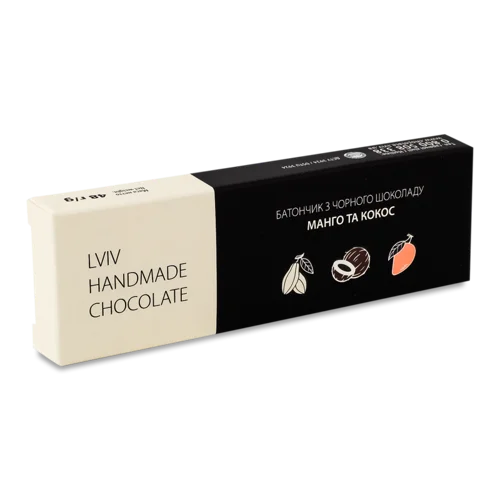 Батончик З Чорного Шоколаду З Манго Та Кокос, Lviv Handmade Chocolate, к/у, 48г