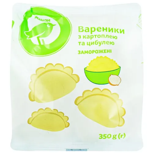 Вареники Ашан з картоплею та цибулею заморожені 350г