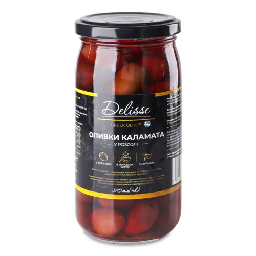 Оливки З Кісточкою У Розсолі Каламата, с/б 370мл