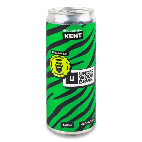 Пиво Світле Нефільтроване Непастеризоване В/ґ, 0.33л, 6.2%, Kent Underwood Brewery, з/б