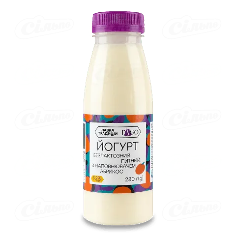 Йогурт ЛТ Lago Абрикос безлактозний питний 3.2%, 280г