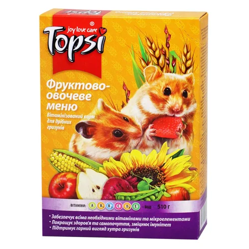 Корм для дрібних гризунів Topsi Фруктово-овочеве меню 510г