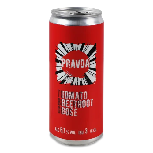 Пиво Світле Нефільтроване Непастеризоване Tomato Beetroot Gose Pravda, 0.33л 6.1% з/б