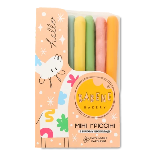 Міні-Гриссіні В Білої Шоколаді Babene Картонна Упаковка 50г