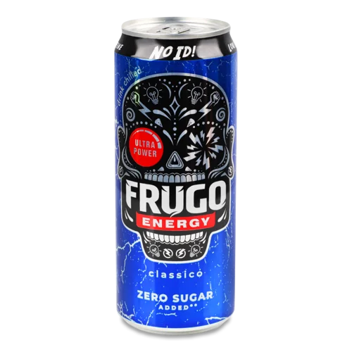 Напій Безалкогольний Газований З Вітамінами Та Кофеїном Класік Zero Sugar Energy Frugo, з/б 330мл