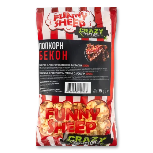 Попкорн Солоний Бекон В/ґ Crazy Edition Funny Sheep, 75г