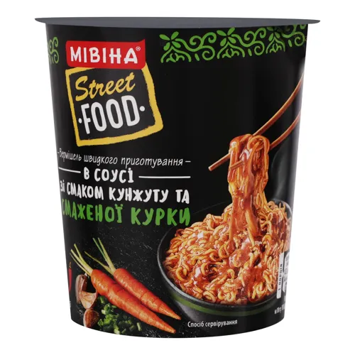 Вермішель швидкого приготування гостра в соусі зі смаком кунжуту та смаженої курки Street Food Мівіна ст 75г