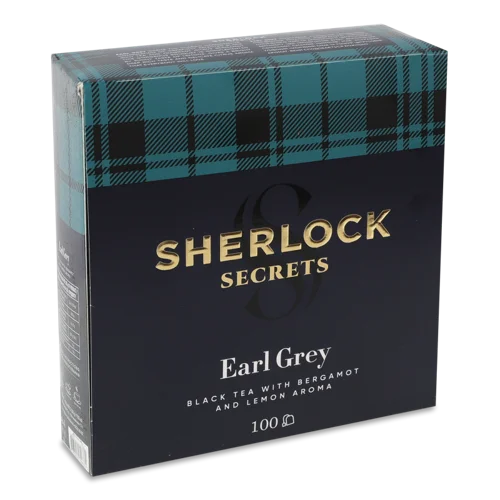 Чай Чорний Баєвий Ароматизований з Рослинною Сировиною Ерл Грей Sherlock Secrets, в/с к/у, 100х2г