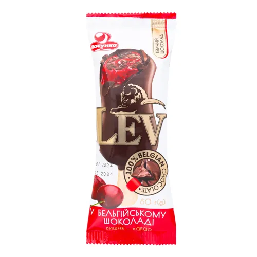 Морозиво у бельгійському шоколаді Вишня-какао Lev Ласунка м/у 80г